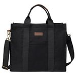 Canvas tote bag,Vaschy Casual Resuable Work Totes for Women Teachers with Zippers Pockets Crossboday Shoulder Bag Purse Black