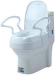 XIAOSHUNER Toilet Seat Risers for Seniors, with Removable Handles,Adjustable Height&Width, Elongated Raised Toilet Seat with Cover,Non-Slip Adjustable Padded Arms,300lbs,Fit Any Toilet,White
