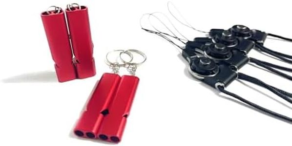 BSPIX 4-Pack Loud 120dB Double Tube Emergency Whistle - Aluminum Alloy, Corrosion-Resistant Safety Whistle with Lanyard & Keychain-Ideal for Camping Hiking Boating Fishing Survival Tool (Red)