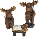 3 Piece Moose Holy Family Resin Nat