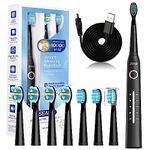 Seago Electric Toothbrush, Rechargeable Power Toothbrush with 8 Brush Heads, 40,000 VPM, 5 Cleaning Modes with Teeth Whitening, 30 Days Battery Life - Ideal for Adults & Kids, SG-958(Black)