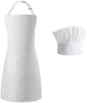 Tosewever Chef Apron Hat Set, Adjus