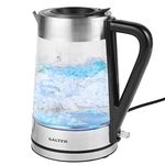 Salter Colour Changing Glass Kettle - 1.7L, LED Illumination From Blue To Red, Easy Fill Water Pressure Lid, Anti-Limescale Filter, BPA-Free, 360° Swivel Base, Boil Dry Sensor, 2200W EK5078SS