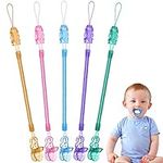 Vicloon Baby Dummy Clips,5 Pcs Dummy Clips for Baby,Spring Dummy Clip Boys Girls, Soother Pacifier Chain Holder Clips BPA Free Baby Dummy Chain for Teether Toy or Soothie