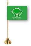 UNIq Biju Janata Dal - BJD Staircase Style Classy Brass Base Flag Table Stand with Miniature 2-Layer Double Sided Printed Flags (Biju Janata Dal - BJD, Single Stand)