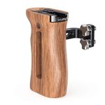 SMALLRIG Side Wooden Handle Grip with Threaded Holes and Cold Shoe Mount, Adjustable Side Handgrip for Camera Cage - 2093