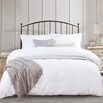 PHF Washed Soft Duvet Cover Set King Size, 3 PCS Silky Breathable Microfiber Comforter Cover Set, Ultra Soft Comfy Duvet Cover with Pillow Shams (King Size, 230 x 220 cm, White)