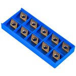 10pcs Diamond Shape Carbide Insert Cutters for Regular Stainless Steel Machine Lathe Milling Tool External Threading with Case DCMT11T304-HM YBC251