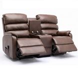 Thornton 2 Seater Electric Dual Motor Riser Recliner Sofa setee with Centre Console (Brown)