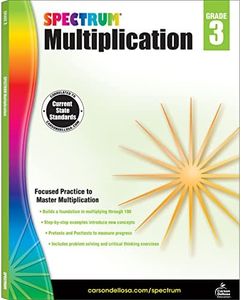 Spectrum Grade 3 Multiplication Workbooks, Ages 8 to 9, Multiplication Through 100, Test Prep, and Critical Thinking 3rd Grade Math Practice, 3rd Grade Multiplication Workbook for Kids (Volume 112)