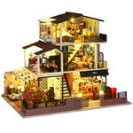 Spilay DIY Miniature Dollhouse Kit with Wooden Furniture,DIY Dollhouse Kit with Dust Proof Cover, Music Box and LED,1:24 Scale Creative Gift for Women Girl Friend Lover P016