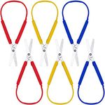 Loop Scissors Colorful Grip Scissors Loop Handle Self-Opening Scissors Adaptive Cutting Scissors for Children and Adults Special Needs, 8 Inches (6 Packs)