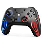 Wireless Switch Controller,9 Colour Lights/4 LED Modes,Programmable/Vibration/Turbo Function, Perfectly Compatible with Switch,Switch Lite/OLED, Multiplatforms Windows PC/IOS/Android Controller