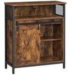 VASAGLE Storage Cabinet, Sideboard, with Sliding Barn Door, Open Compartment, Adjustable Shelf, Industrial Style, for Entryway, Living Room, Kitchen, Office, Rustic Brown and Black LSC089B01