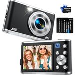 Digital Camera, AutoFocus 4K Vlogging Camera with Dual Camera 48MP 16X Digital Zoom Kids Compact Camera with 32GB Memory Card Portable Point and Shoot Cameras for Teens Beginner