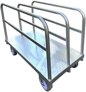 Steel Panel Truck Cart Platform Truck, Heavy Duty Lumber Drywall Dolly, 6" Swivel Brake Casters, 3 Side Handrails, Hold up to 2000lbs (39" x 24")