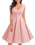 Bbonlinedress Womens Blush Pink Bridesmaid Dress Plus Size Vintage Prom Church Retro 50s Cocktail Dress Blush 2XL