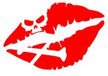 UR Impressions Red Skull Crossbones Kiss of Death Lips Decal Vinyl Sticker Graphics for Cars Trucks SUV Vans Walls Windows Laptop|RED|5.5 X 4 inch|URI340