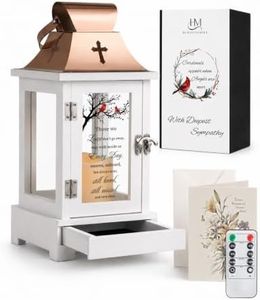 HugMemories Memorial Lantern with Drawer for Keepsakes, Bereavement Sympathy Gifts for Loss of Loved One Mother Father, Sympathy Lantern Funeral Gifts in Memory of Loved One