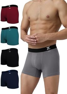 XYXX Men Cotton Modal Trunk, Regular Fit, Solid, Pack of 5, XYTRNK5PCKN579M, Ash Grey+Bold Burgundy+Green Emerald+Black Knight+Midnight Blue, M