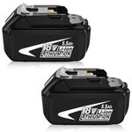 2 x 5500mAh, compatible with Makita 18V batteries, compatible with Makita battery models BL1850B, BL1850 and BL1860B