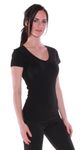 Short Sleeve V-neck Tee Tank Top Shirt Cotton,Medium,Black