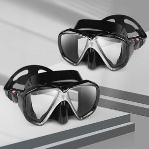Snorkel Diving Mask Panoramic HD Swim Mask, Anti-Fog Scuba Diving Goggles,Tempered Glass Dive Mask Adult Youth Swim Goggles with Nose Cover for Diving, Snorkeling, Swimming (Black 2 Pack)