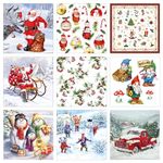 Decoupage Tissue Paper Napkin Christmas Print Set 10-9 Decoupage Tissues -1 Napkins of Each Design - 9 pc Total