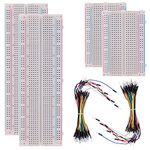 BOJACK 3 Values 130 Pcs Solderless Breadboard 4 Pcs 830 Tie Points & 400 Tie Points & 126 Pcs Flexible Breadboard Jumper Wires