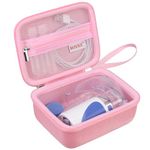 BOVKE Carrying Case for Handheld Mesh Nebulizer Machine for Adults and Kids, Cool Mist Steam Inhaler Portable Nebulizer Holder with Extra Pocket for Cables, Batteries, Pink (CASE ONLY)