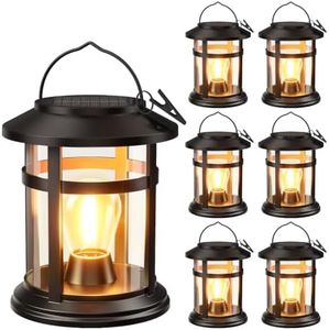 Solar Lantern Outdoor Waterproof, 6 Pack Bright Hanging Solar Lights for Outside Decorative, Upgraded Solar Powered Lanterns LED Lighting for Garden Patio Porch Decor Gifts