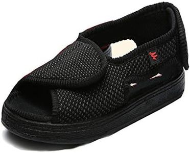 YJZQ Chaussons femme Réglable avec Scratch Pantoufles Large pour Pieds enflés Sport Sandales Chaussure ouvert pour Ongle incarné