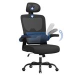 naspaluro Ergonomic Office Chairs, High Big Study Desk Computer Chair with Back Support, Adjustable Headrest and Flip-up Armrests Black Work Chair, Swivel Comfy PC Mesh Office Chairs for Home Office