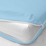 1 PC Zipper Fitted Sheet Only, Brushed Premium Quality Bottom Sheet 16 inch Extra Deep Pocket, Fitted Sheet Only, Soft Microfiber Fitted Sheet -Shrinkage and Fade Resistant (Twin XL,Light Blue)