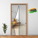 LifeKrafts Polyester Magnetic Mosquito Net for Door | Mosquito Curtain for All Door Types & Sizes | Auto-Closing Insect Screen to Keep Mosquito Out (210x100 cms, Grey)