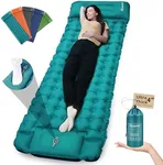 CALMCREST Sleeping Pad for Camping, 4in Thickness Inflatable Sleeping Mat with Adjustable Pillow & Built-in Foot Pump,Lightweight Camping Air Mattress with Waterproof Nylon for Hiking (Teal, Twin)