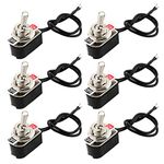 QitinDasen 6Pcs Premium Car Toggle Switch with Pre-Wired, ON-OFF 2 Position 2 Pins SPST Auto Rocker Switch, Waterproof Metal Mini Rocker Toggle Switch, for Car Truck Boat (3A 250VAC / 6A 125VAC)