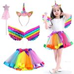 DKDDSSS Princess Costume for Girls, Girls Fairy Costume Fancy Dress Up, Unicorn Costume, with Butterfly Wings, Magic Wand and Headband Set for 3-8 Years Girls