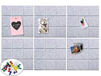 Joqixon Large Felt Bulletin Board with 30 Push Pins 11.8" x 11.8", 6 Packs Pin Board Alternative to Cork Board for Office Home, Felt Wall Tiles Memo Board Notice Board