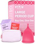 Pixie Menstrual Cup - No Metals or Toxins - 100% Medical-Grade Silicone - Ranked 1 for The Most Soft Reusable Period Cup - Wear 12 Hours - Tampon Alternative - Buy One We Give One