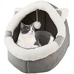 ZNewYear Cat Beds for Indoor with Hanging toy, Small Dog Cave Bed with Anti-Slip, Kitten Tent House Removable Cushioned Pillow, Super Soft Calming Pet Sofa Mats Ideal for Cats and Puppy or Rabbit