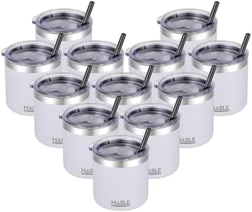 HASLE OUTFITTERS 10oz Insulated Tumblers with Lid and Straw,Stainless Steel Tumbler Travel Coffee Mug,Double Wall Reusable Tumbler Cup for Iced and Hot Drinks(White,12 Pack)