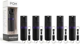 POM Pepper Spray Keychain, Quick Key Release for Instant Access, Flip Top Safety, Maximum Strength OC Formula with UV Marking Dye, 25 Bursts, 10 ft Range, 0.5 fl oz