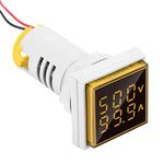 LED Dual-Display AC Voltmeter Ammeter, LED Digital Voltage Tester Current Detector Square 22mm Dual Display Panel Voltmeter Ammeter AC 0-100A 60-500V Meter Indicator (Yellow)