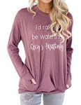 Dresswel Women Id Rather Be Watching Greys Anatomy Sweatshirt Pullover Long Sleeve Tops with Pocket Brick Red, Size M