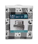 Camco Life is Better at The Campsite Bed Sheet Set | for RV Bunk-Sized Beds | Features an RV Camping Theme on a Buffalo Plaid Pattern (53475)