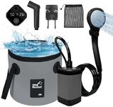 Portable Shower for Camping, 6000mAh Rechargeable Electric Shower Pump with 20L Foldable Bucket, Outdoor Shower Kit for Camping, Beach, Hiking, RV Travel, Pet Bath, Car Washing