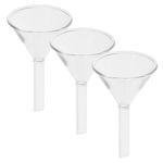 iplusmile Scientific Glass Funnels, 40mm 3pcs Glass Filling Funnel Wide Mouth Laboratory Funnel with Stem for Laboratory, Classroom or Home Use