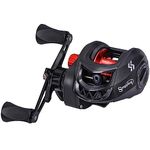 Sougayilang Baitcasting Reels, Smooth Casting Reel with Magnetic Braking System Bright Color Baitcaster Reel-Red-Right Handed