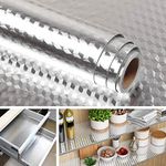 Livelynine Faux Stainless Steel Wall Paper Kitchen Peel & Stick Wallpaper Self Adhesive Shelf Liners Silver Cabinet Liner Dishwasher Mini Refrigerator Oven Dryer Covers 15.8X78.8 "-8.65 square feet